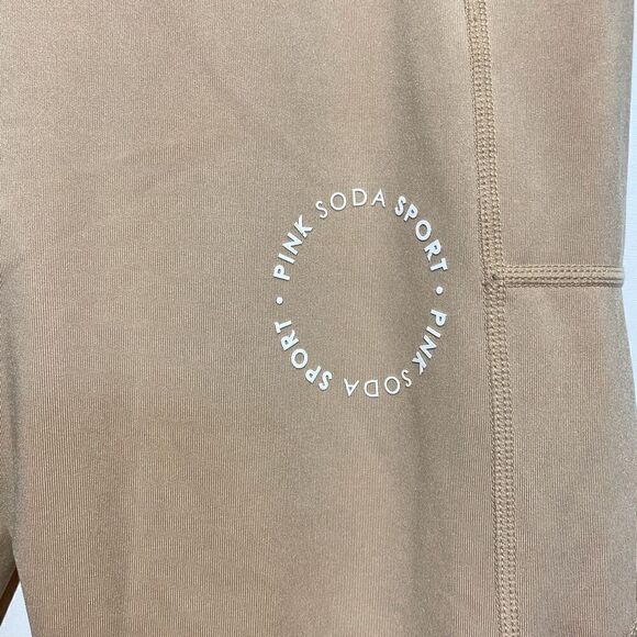 Pink Soda Sport Women's Nude Elastic Waistband High Waist Leggings Size Medium - Picture 4 of 12